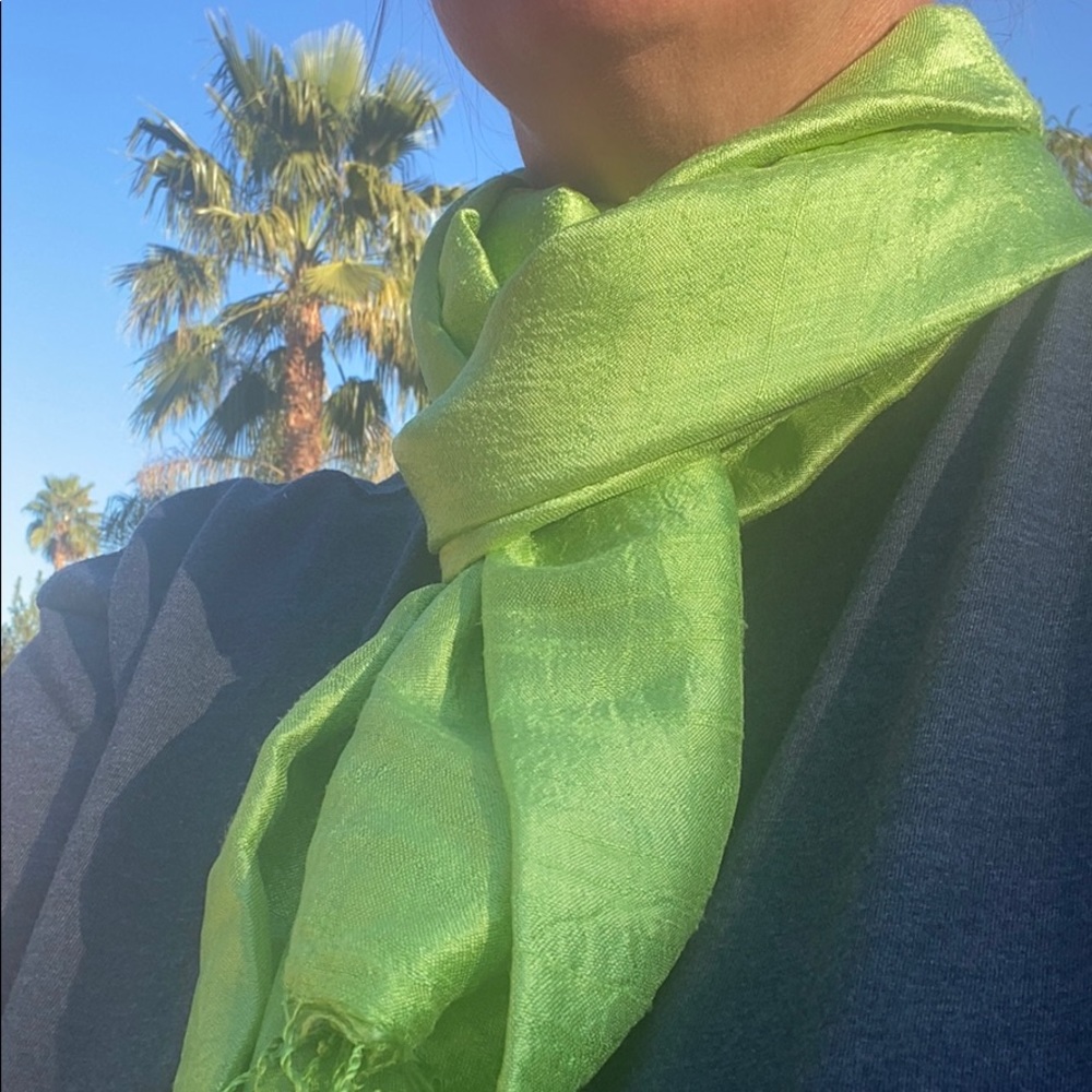 Light Green Shiny Silk Shawl